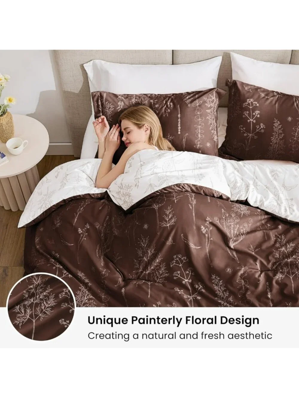 Cozy Floral Full Comforter Set - 3 Piece Reversible Bedding for All Seasons